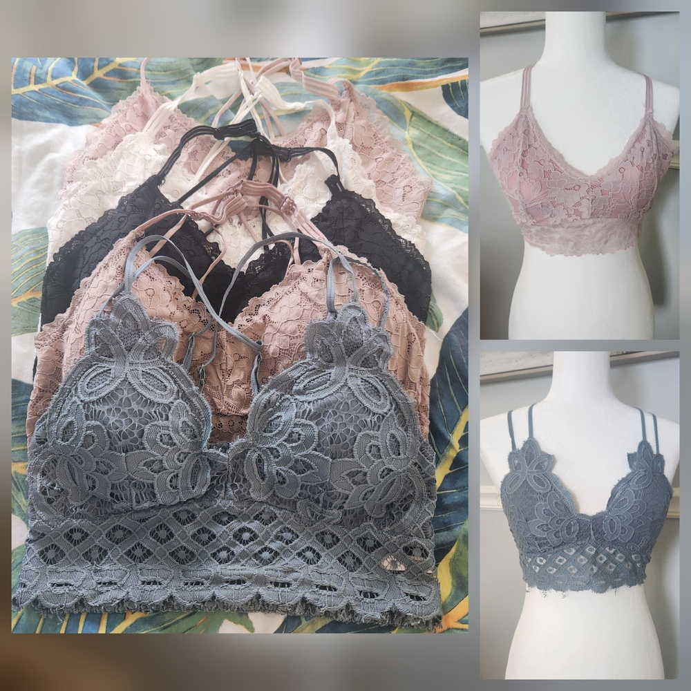 Lace Bralette Set - Black, Gray, Pink, Cream, White